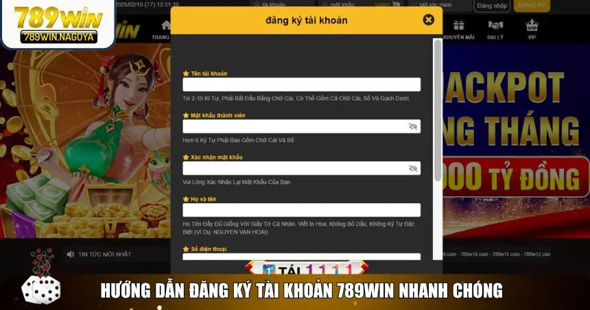 Quá trình đăng ký tại 789win rất đơn giản